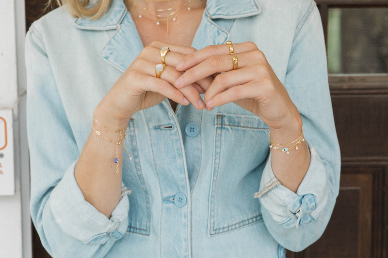 Link Chain w/ Evil Eye & Coin Bracelet